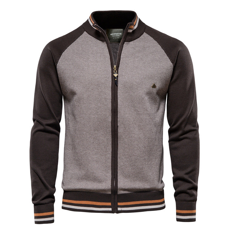 2026 Autumn Winter Sweater For Men Casual Knitwear Men's Jacket With Patchwork Korean Style Slim Fit Youth Color Block