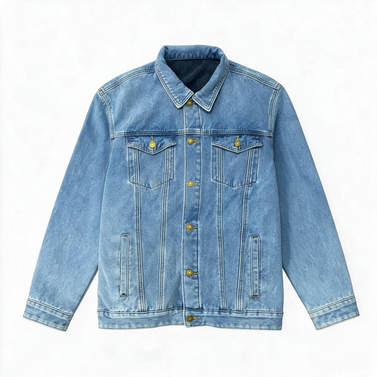 Cross-border, In-stock, Fleece-lined, And Thickened Denim Jacket For Men, Slim Fit, 2026 Autumn Winter Casual Jacket, Available On Amazon