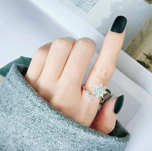 S925 Silver Snowflake Spinning Ring