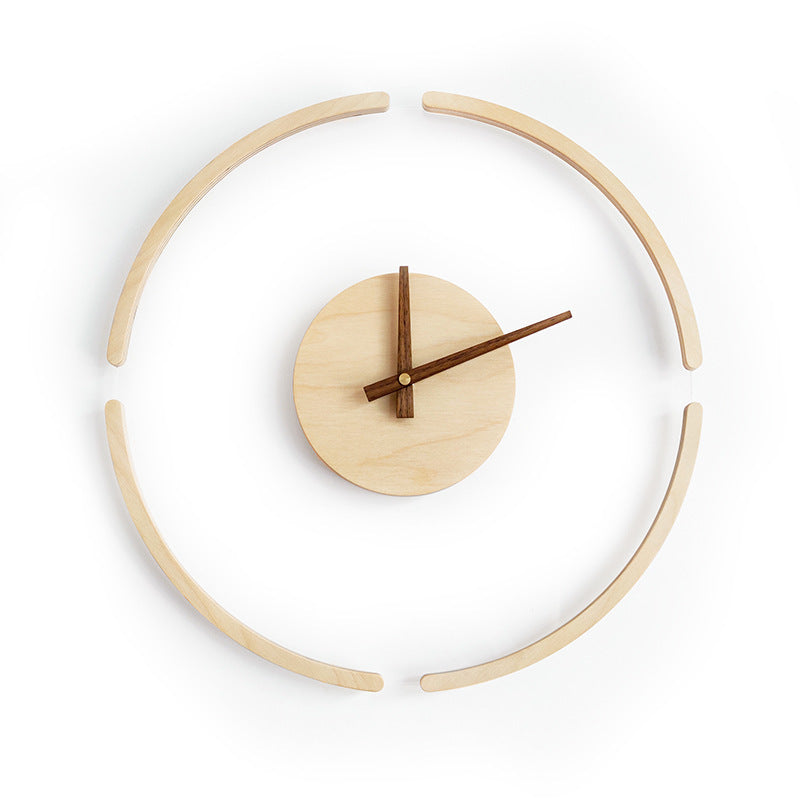 Creative Transparent Floating Wall Clock Nordic Simple Wooden Clock