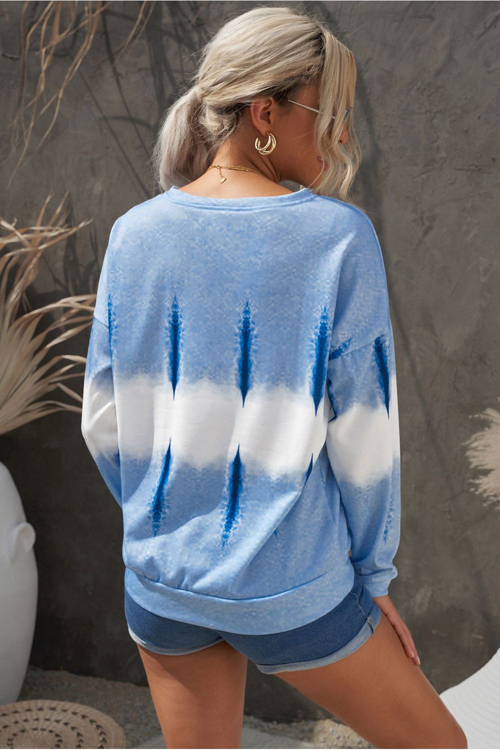 Women Tie-Dye Drop Shoulder Round Neck Sweatshirt