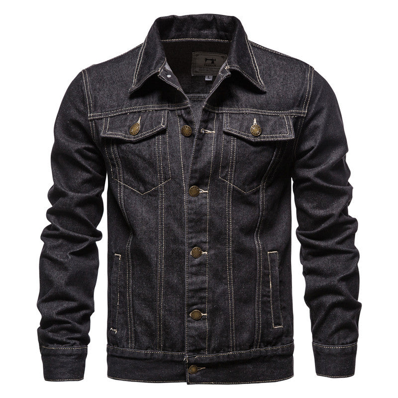 2026 Autumn Winter European Size Trendy Men's Denim Jacket Cotton Fashion Casual Slim Fit Men's Coat Trendy Brand