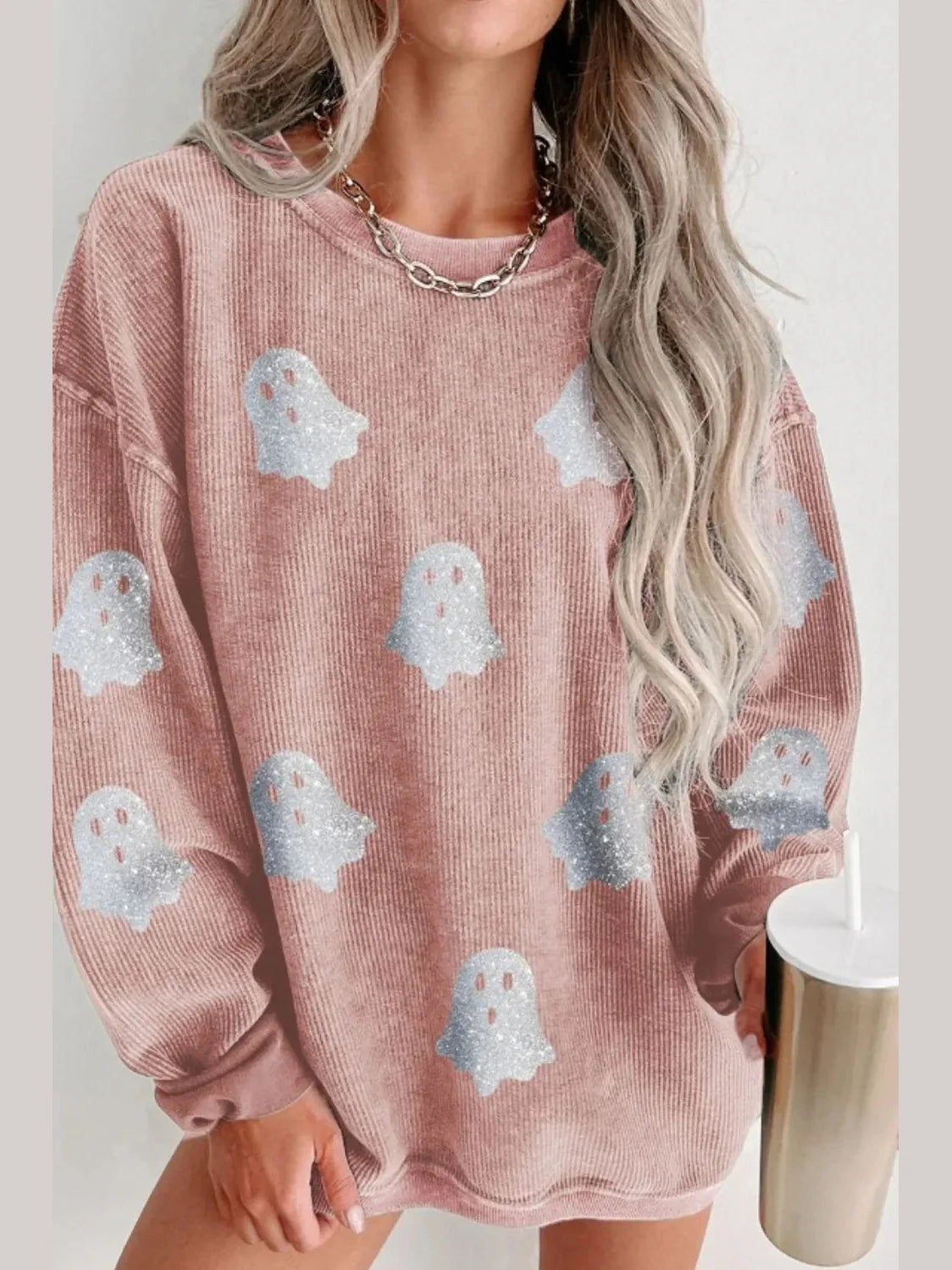 Ghost Round Neck Oversized Sweatshirt