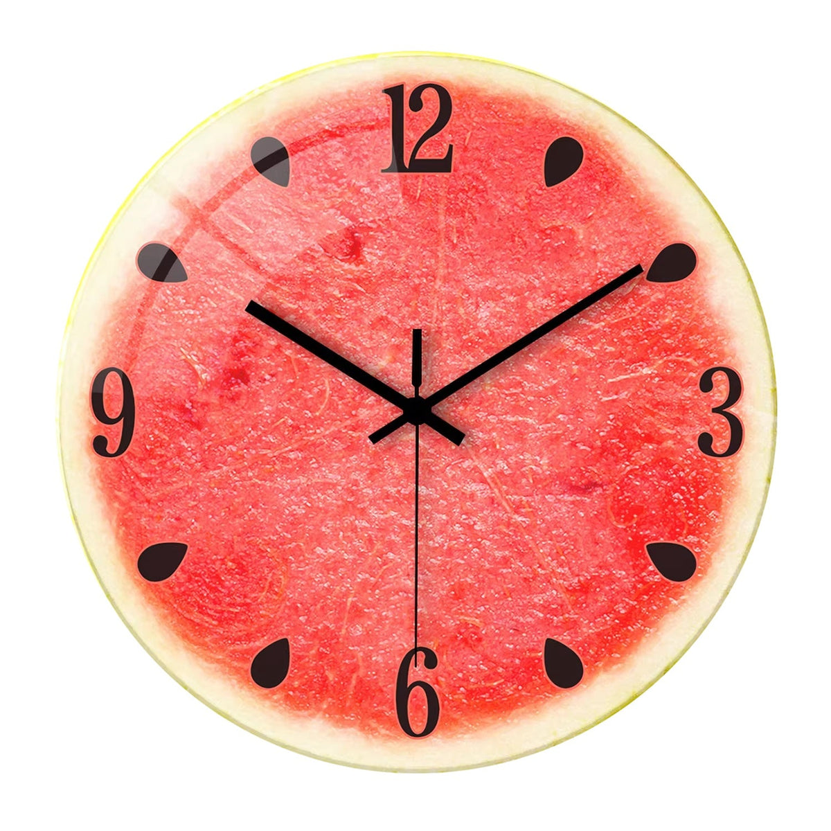 Fruit-colored Quiet-design Creative Glass Wall Clock Quartz Wall Clock