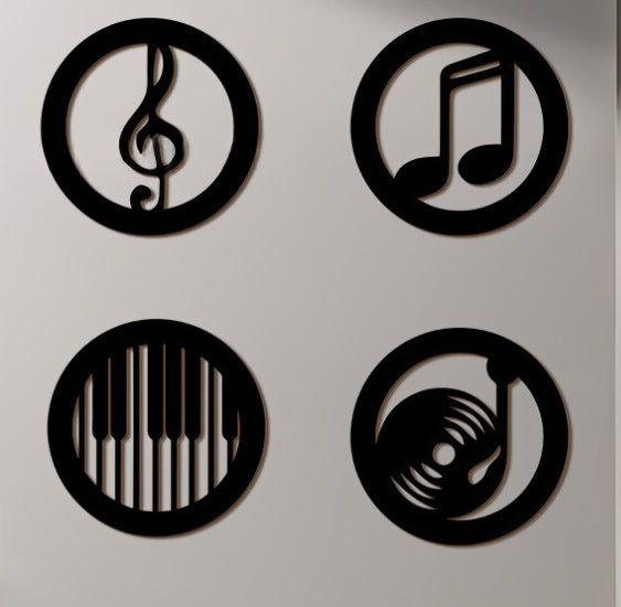 Black Music Notes Wooden Wall Home Decor