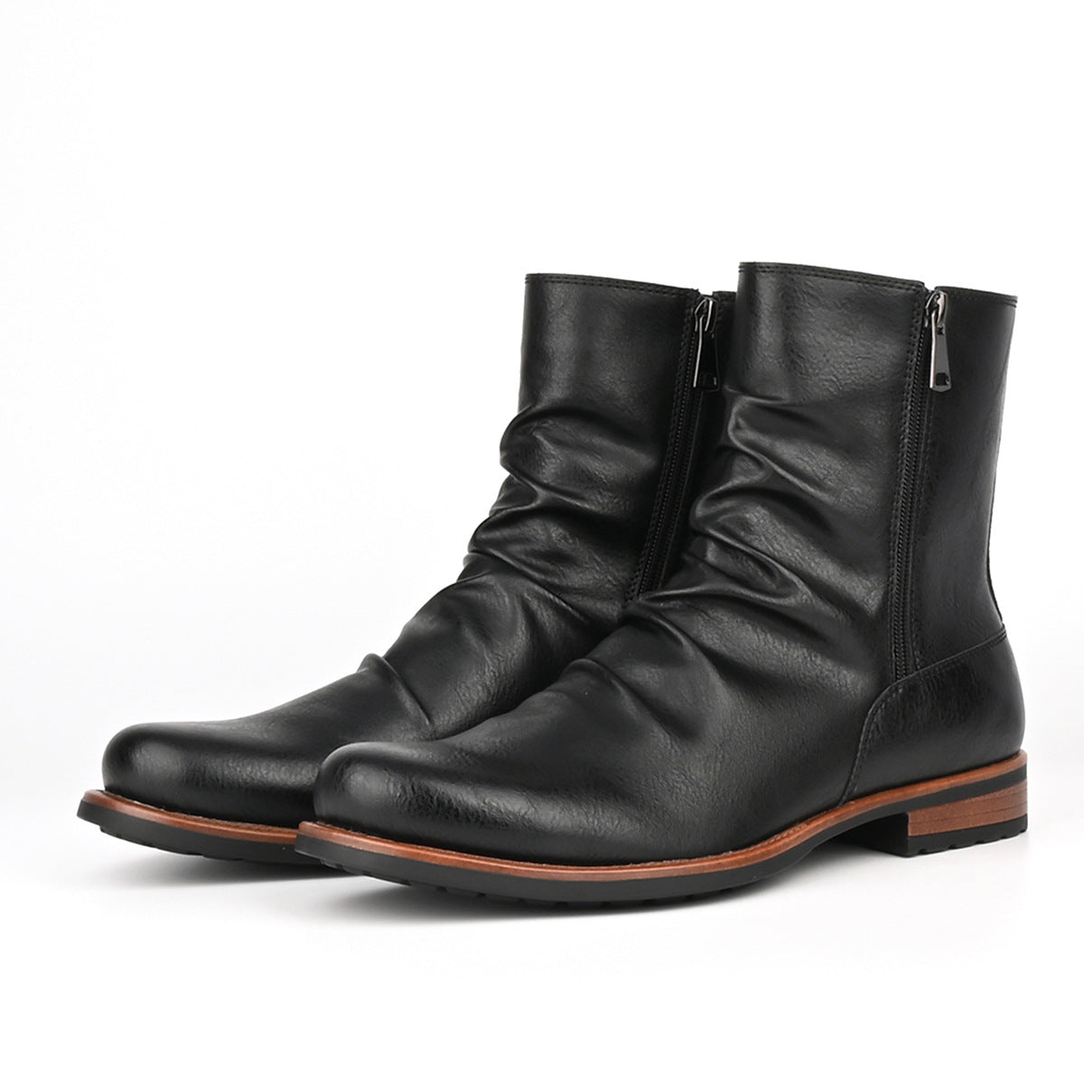 Men's Casual Versatile Solid-color Side-zip Boots