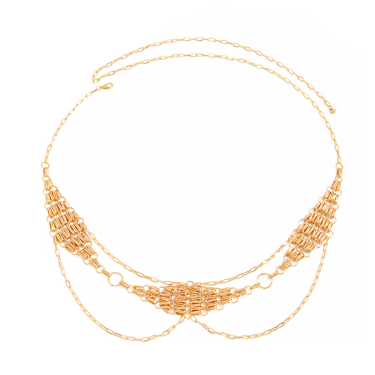 Retro Metal Diamond Woven Waist Chain