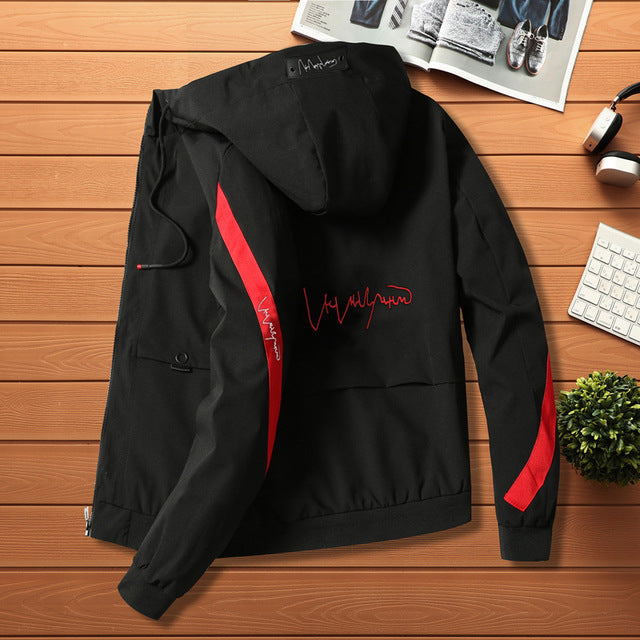 Men's Color Block Hooded Jacket