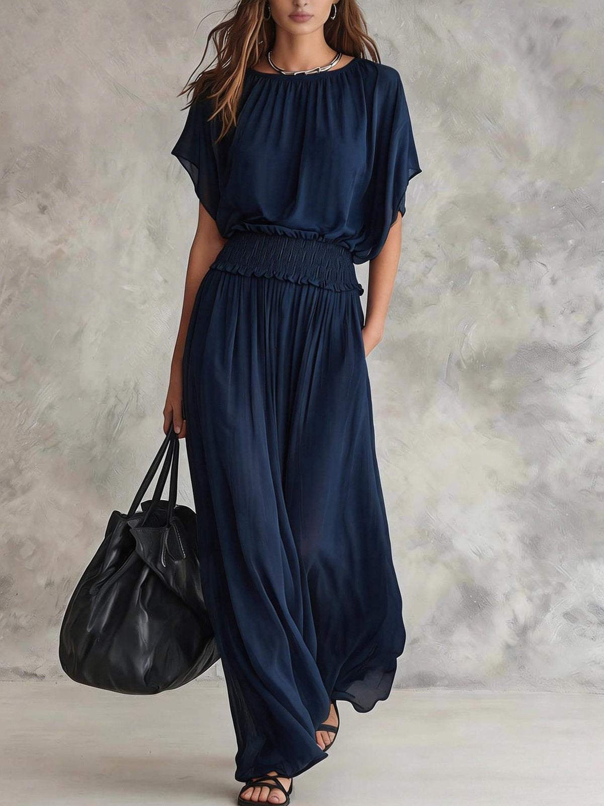 2026 Summer European Style Slim Waist Elegant And Precise Long Dress Set