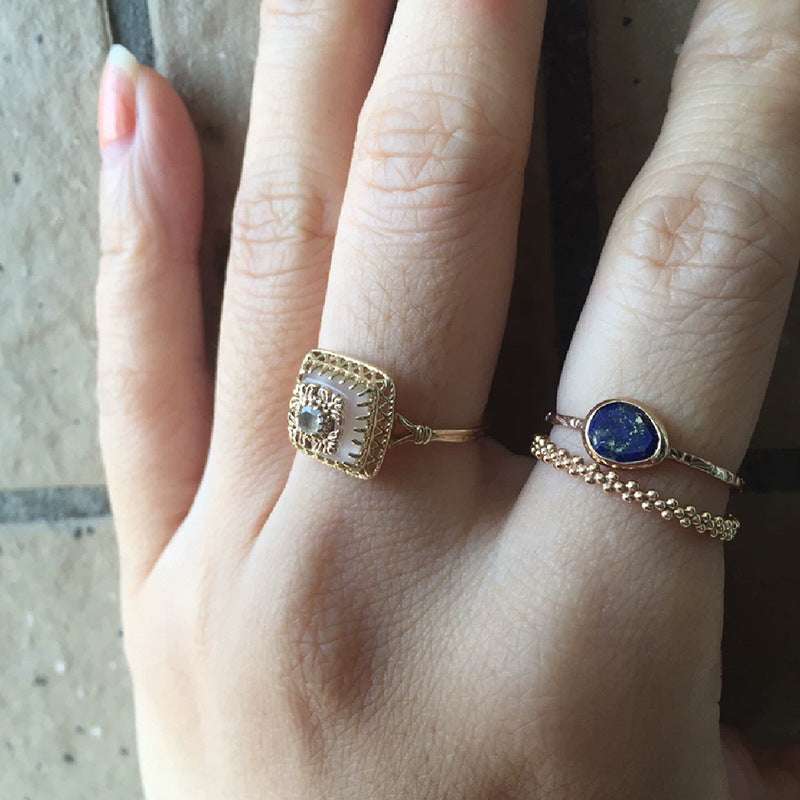 Vintage  Style Elegant Carved White Jade Pith Ring