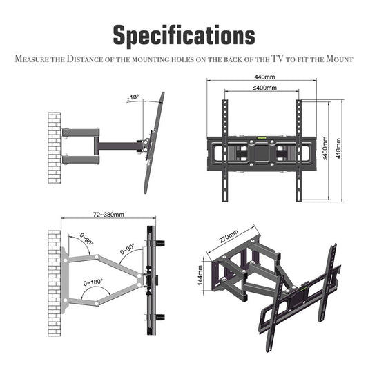 TMDS-105 Up And Down Angle 10 Degrees, Left And Right Angle 30 Degrees, Wall Mounted TV Stand 40kg