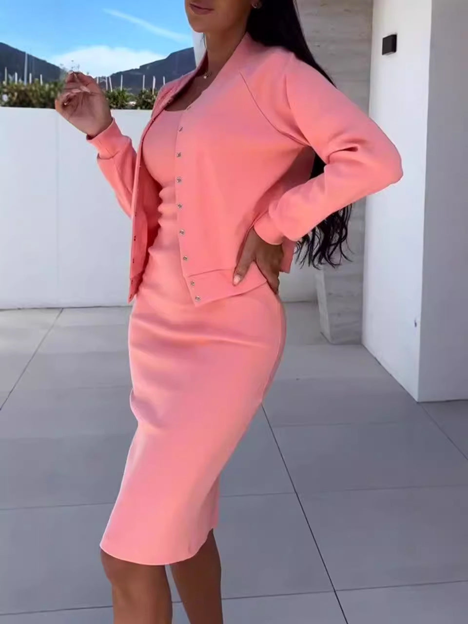 2026 European And American Cross Border Best Selling Autumn-winter New Style Dress And Jacket Women's Two Piece Set