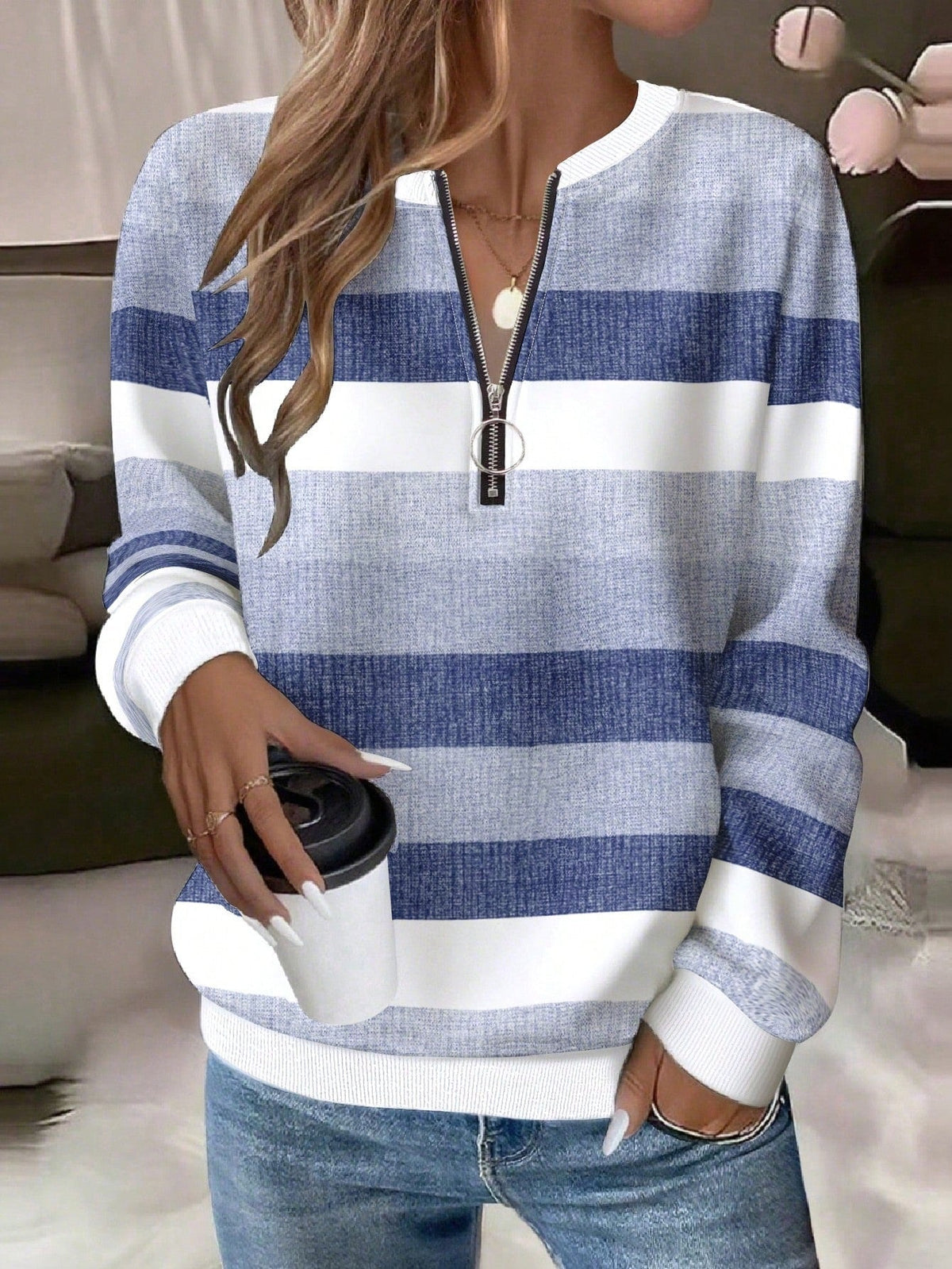2026 Foreign Trade Women's HalfZip LongSleeve Sweatshirt Fashion Hoodie For Women