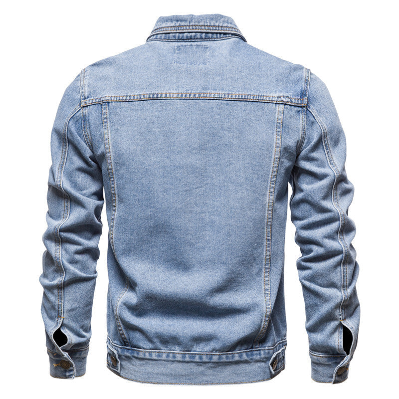 2026 Autumn Winter European Size Trendy Men's Denim Jacket Cotton Fashion Casual Slim Fit Men's Coat Trendy Brand