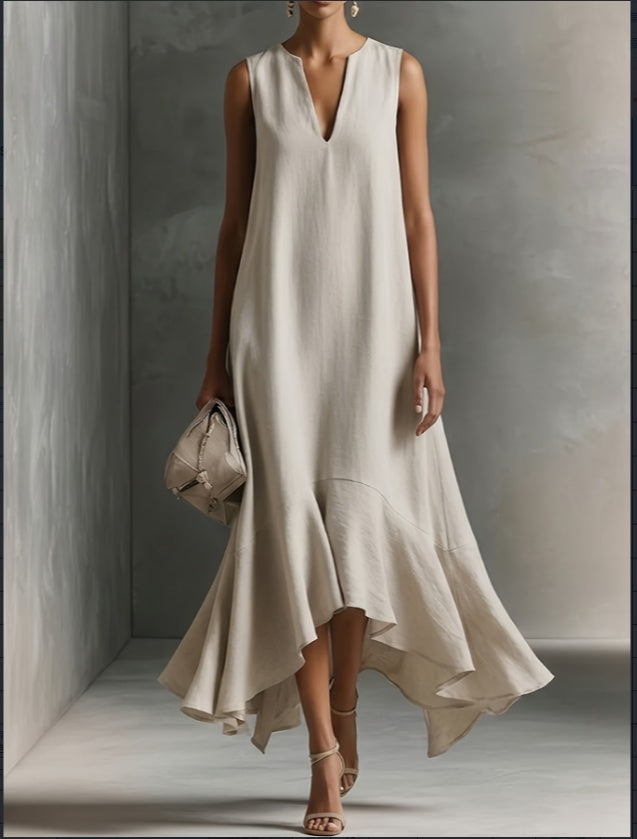 2026 Ultra Simple V-neck Sleeveless Irregular Dress