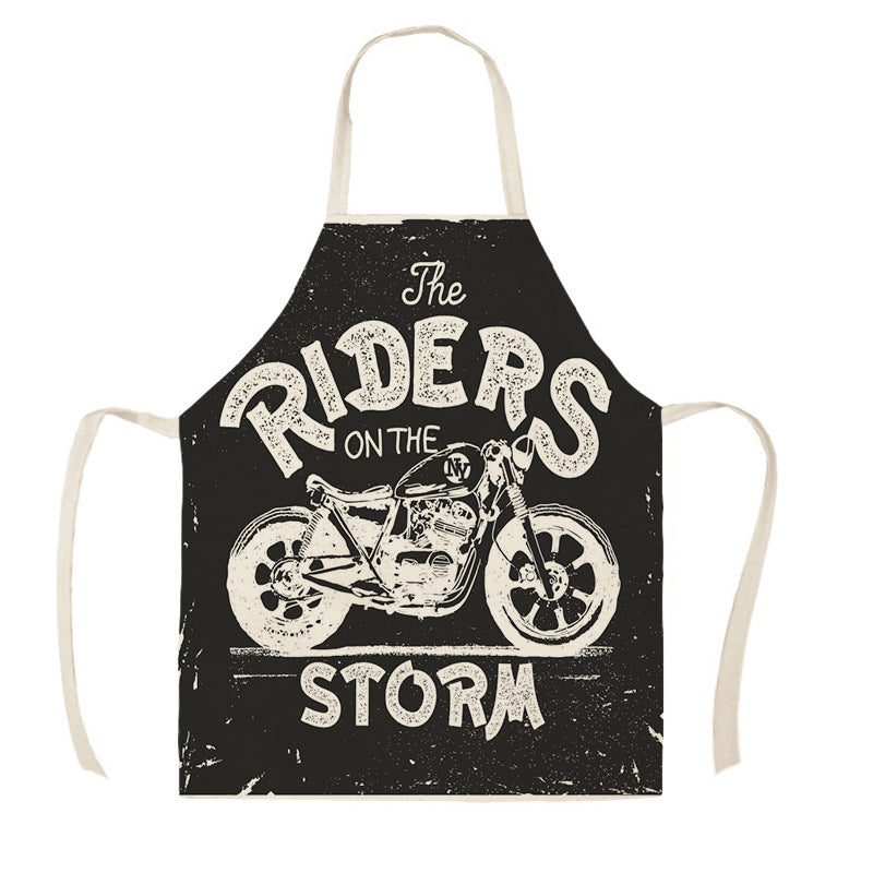 Creative Motorcycle Poster Art Letter Linen Kitchen Apron