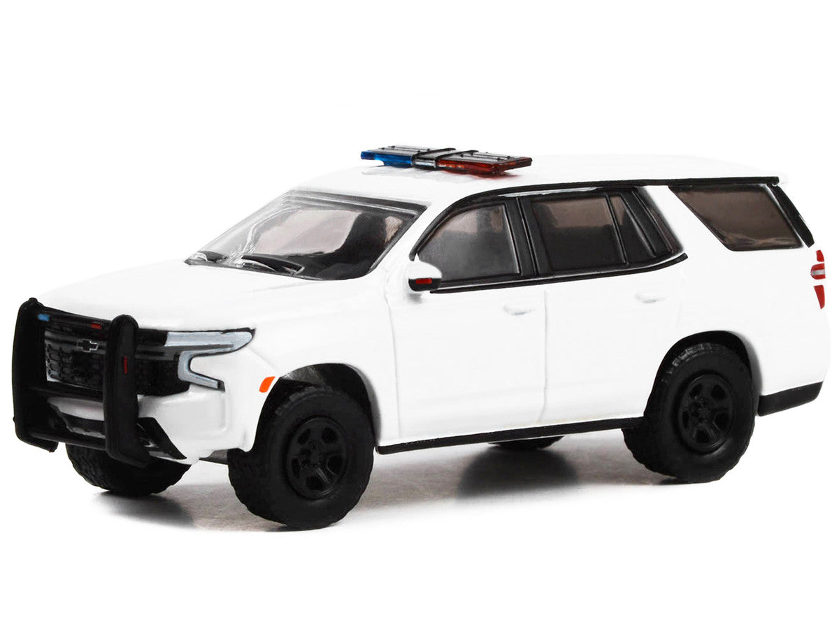 2022 Chevrolet Tahoe Police Pursuit Vehicle (PPV) White with Light Bar "Hot Pursuit" "Hobby Exclusive" Series 1/64 Diecast Model Car by Greenlight