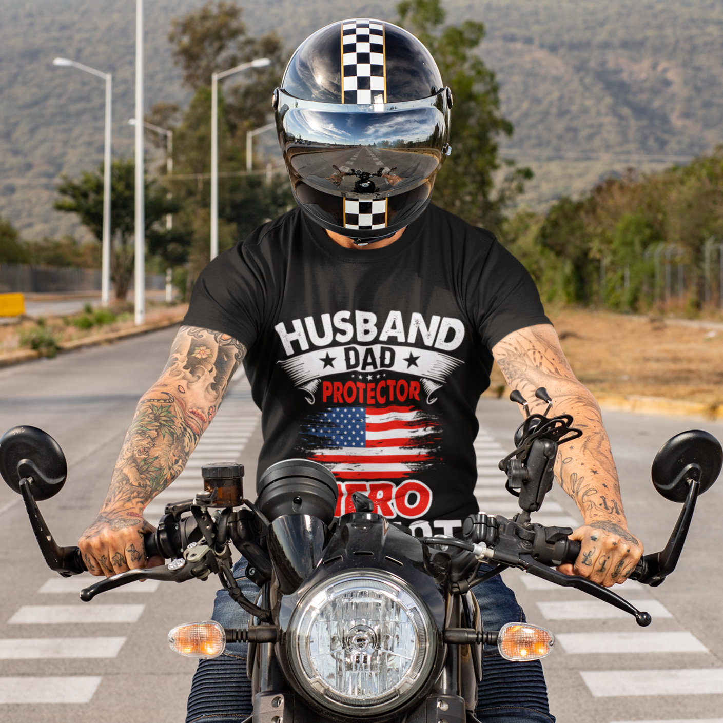 Husband, Dad, Protector, Hero, Patriot Short Sleeve Tee