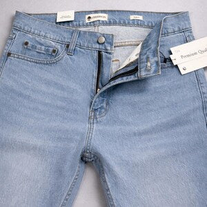Men's Denim Jeans, Light Wash Tapered Fit Pants