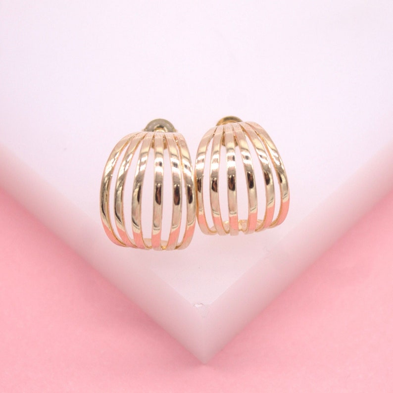 18K Gold Filled Striped Design Stud Earring (L26)