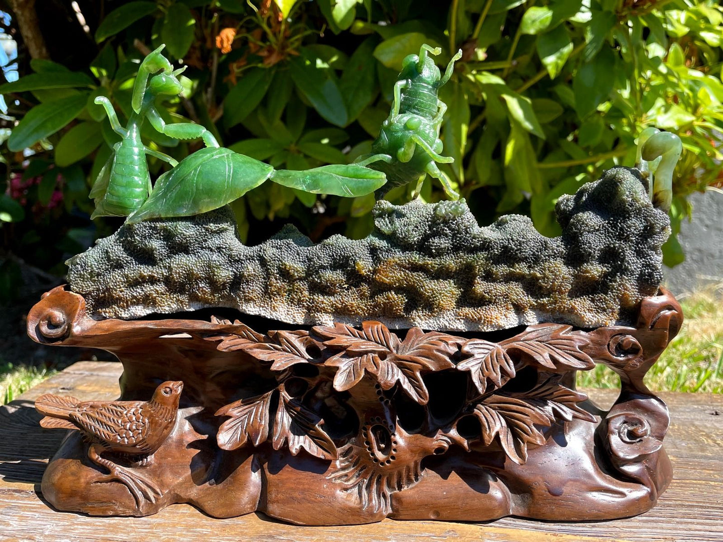 Jade Praying Mantis Carving (as is) * 9.5"