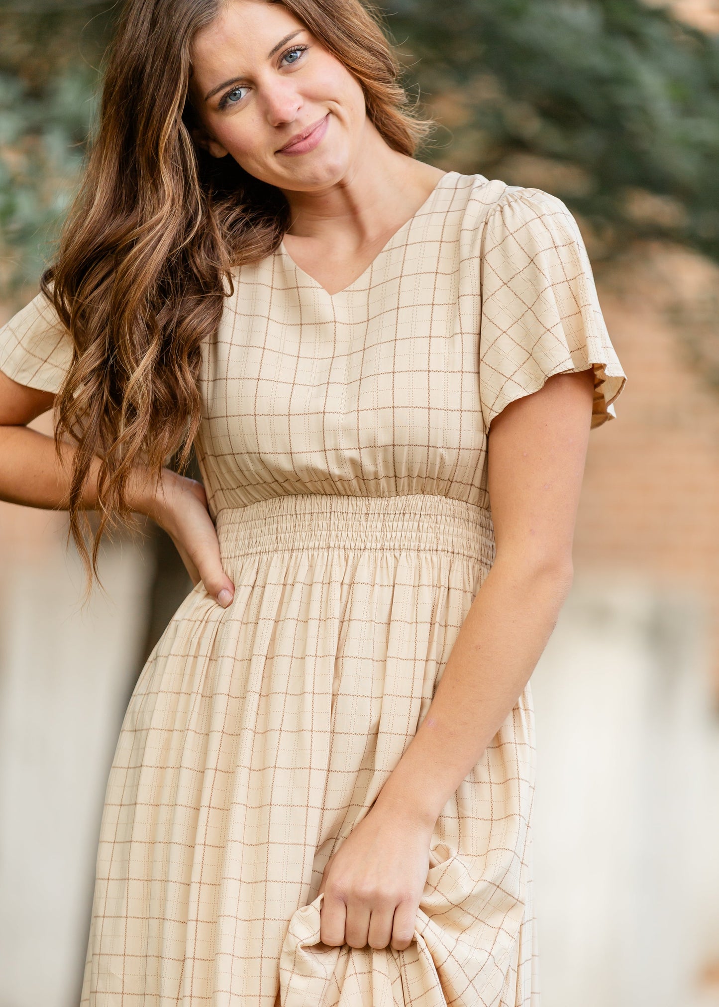 Isabella Windowpane Maxi Dress