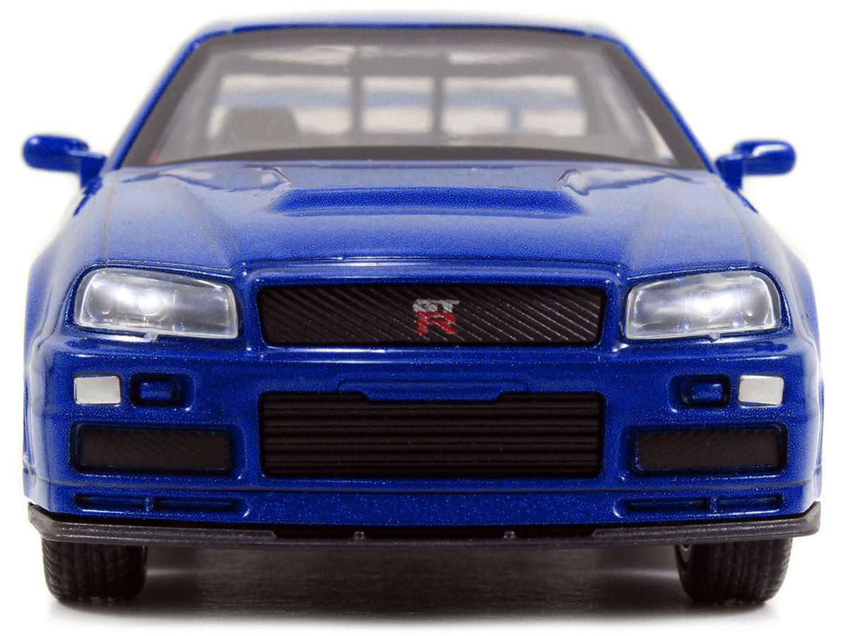 Brian's Nissan Skyline GT-R (R34) RHD (Right Hand Drive) Blue Metallic "Fast & Furious" (2009) Movie "25 Years of Fast & Furious" Series 1/32 Diecast Model Car by Jada