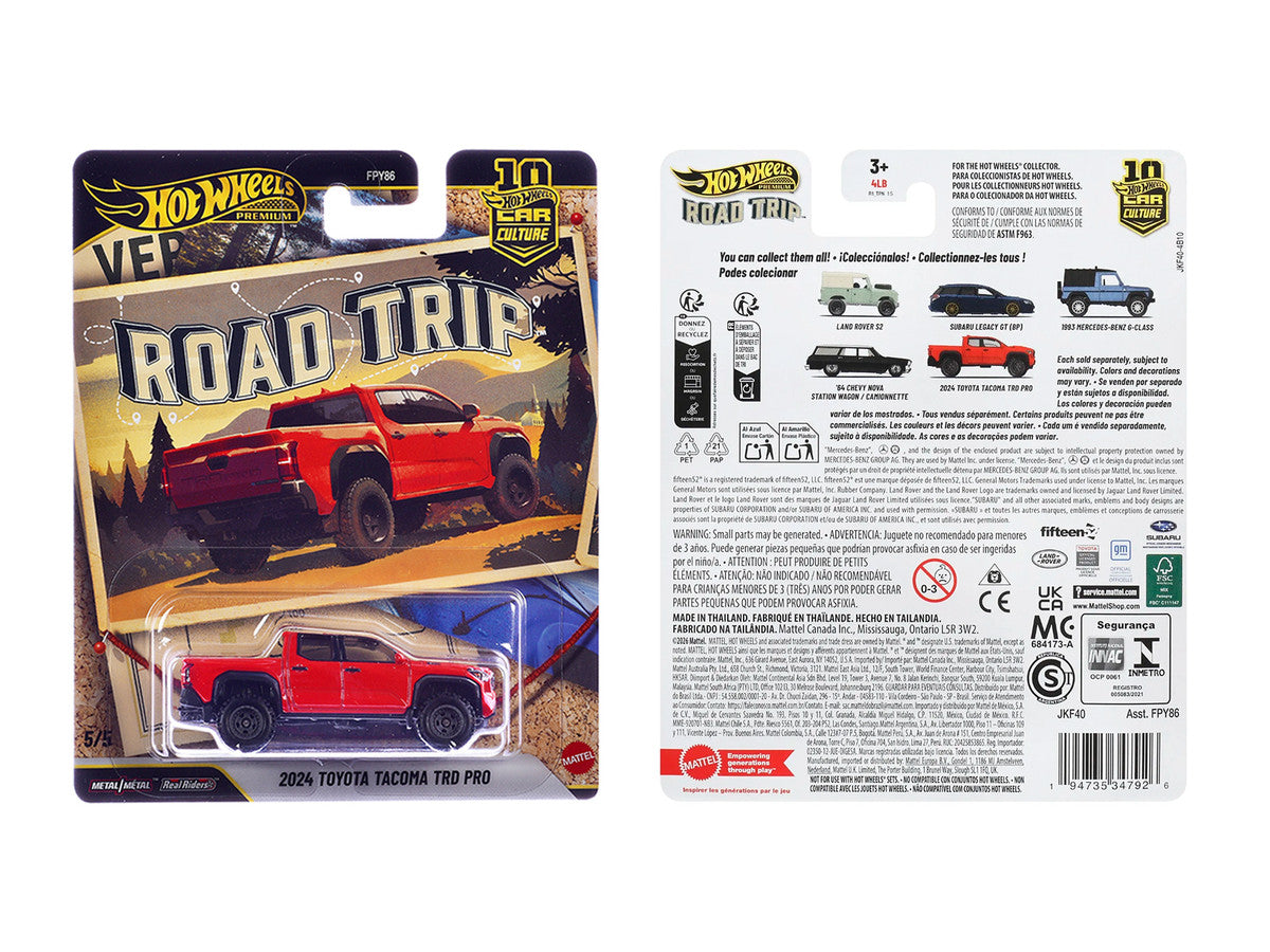 2024 Toyota Tacoma TRD PRO Pickup Truck Red "Road Trip" Series Diecast Model Car by Hot Wheels