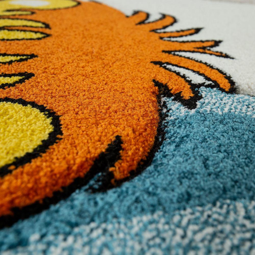 Kids Room Rug Lilo Cute Zoo Animals with 3D Effect - Cream Colorful