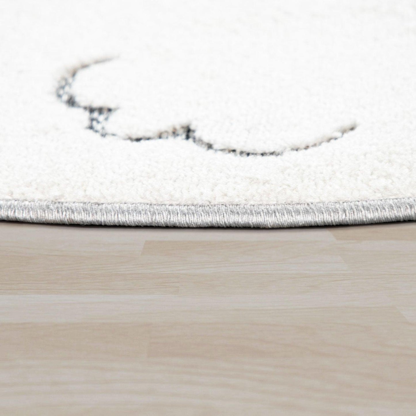 Kids Rug Tweet Round Play Mat Llama Motif in Mottled Grey