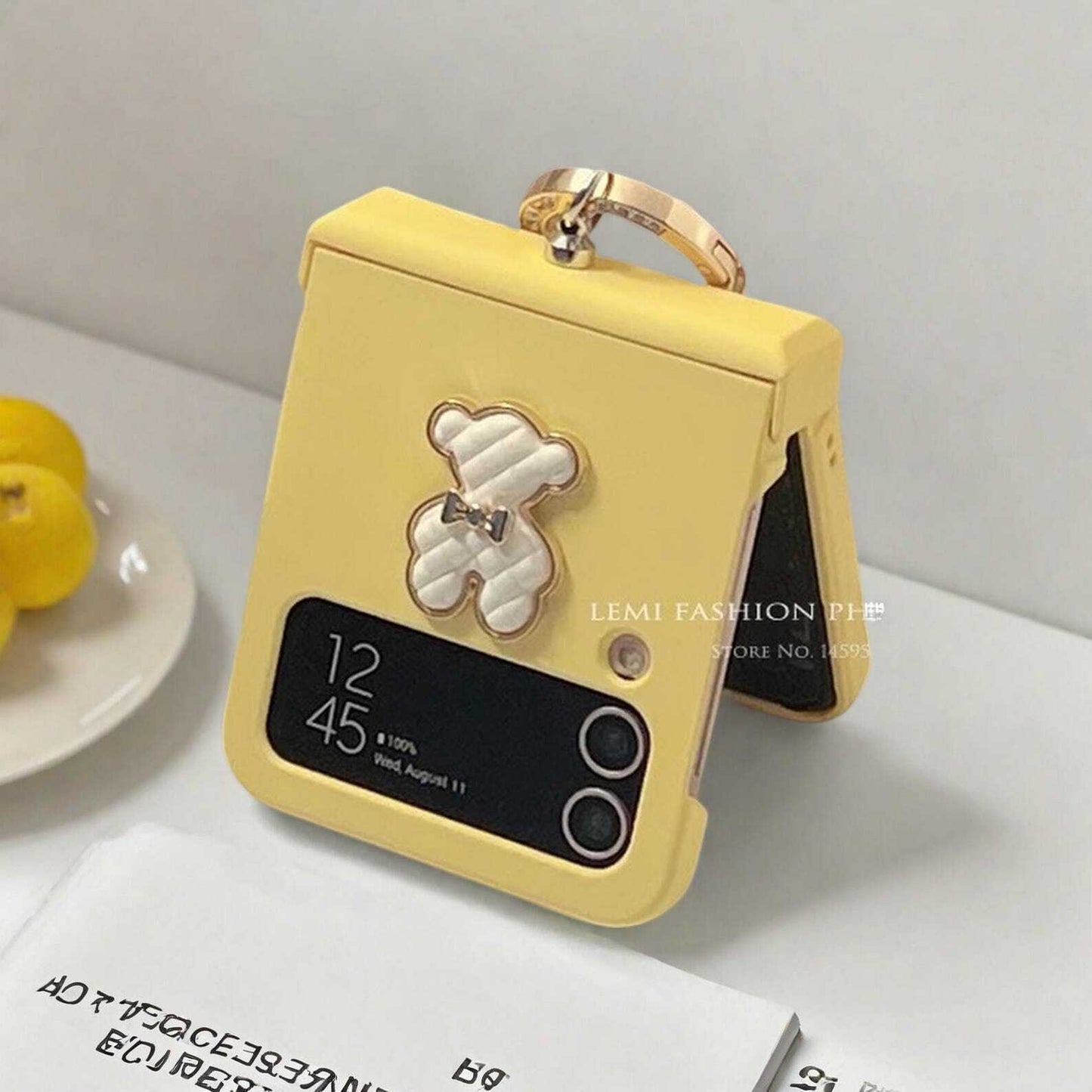 Cute Bear Ring Hinge Case for Samsung Galaxy Z Flip 3 4 5 6 - Fun & Protective Cover with Secure Grip for Z Flip Series
