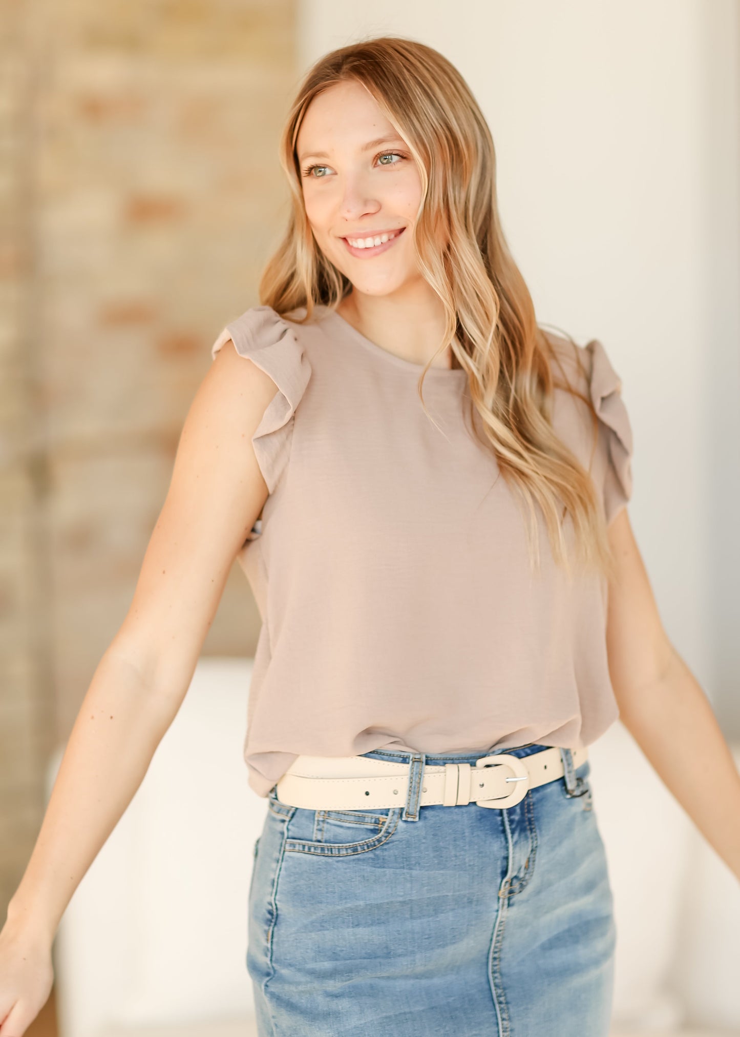 Leanne Ruffle Cap Sleeve Top