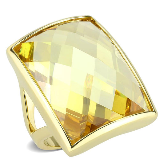 LO1251 - Gold Brass Ring with AAA Grade CZ  in Topaz