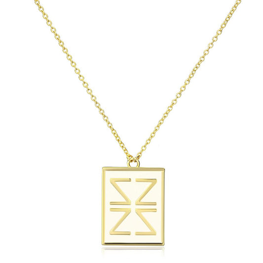 LO3684 - Gold Brass Chain Pendant with Epoxy  in White