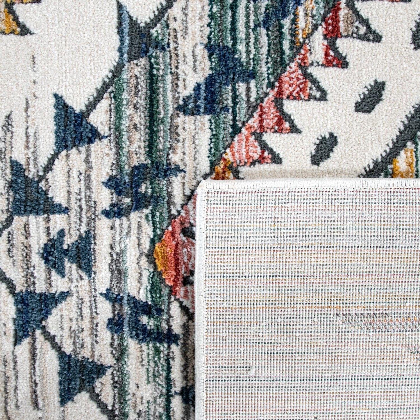Modern Area Rug for Living Room Ethnic Boho Style in Cream