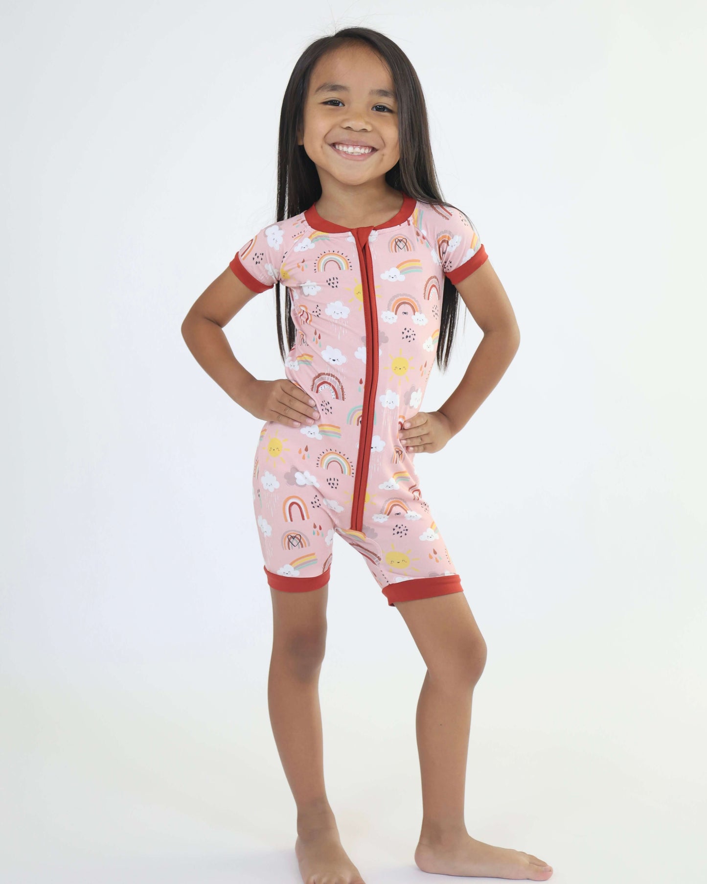 Bamboo Short Romper - Rainnbow
