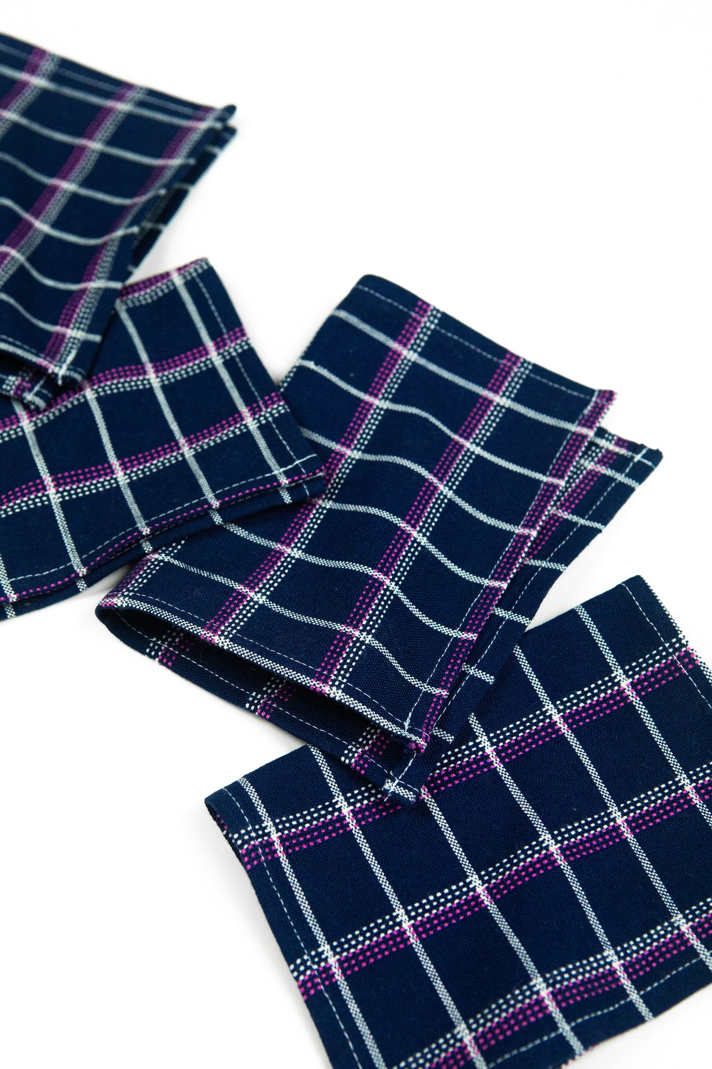 San Lucas Plaid Navy Cocktail Napkins Set of 4