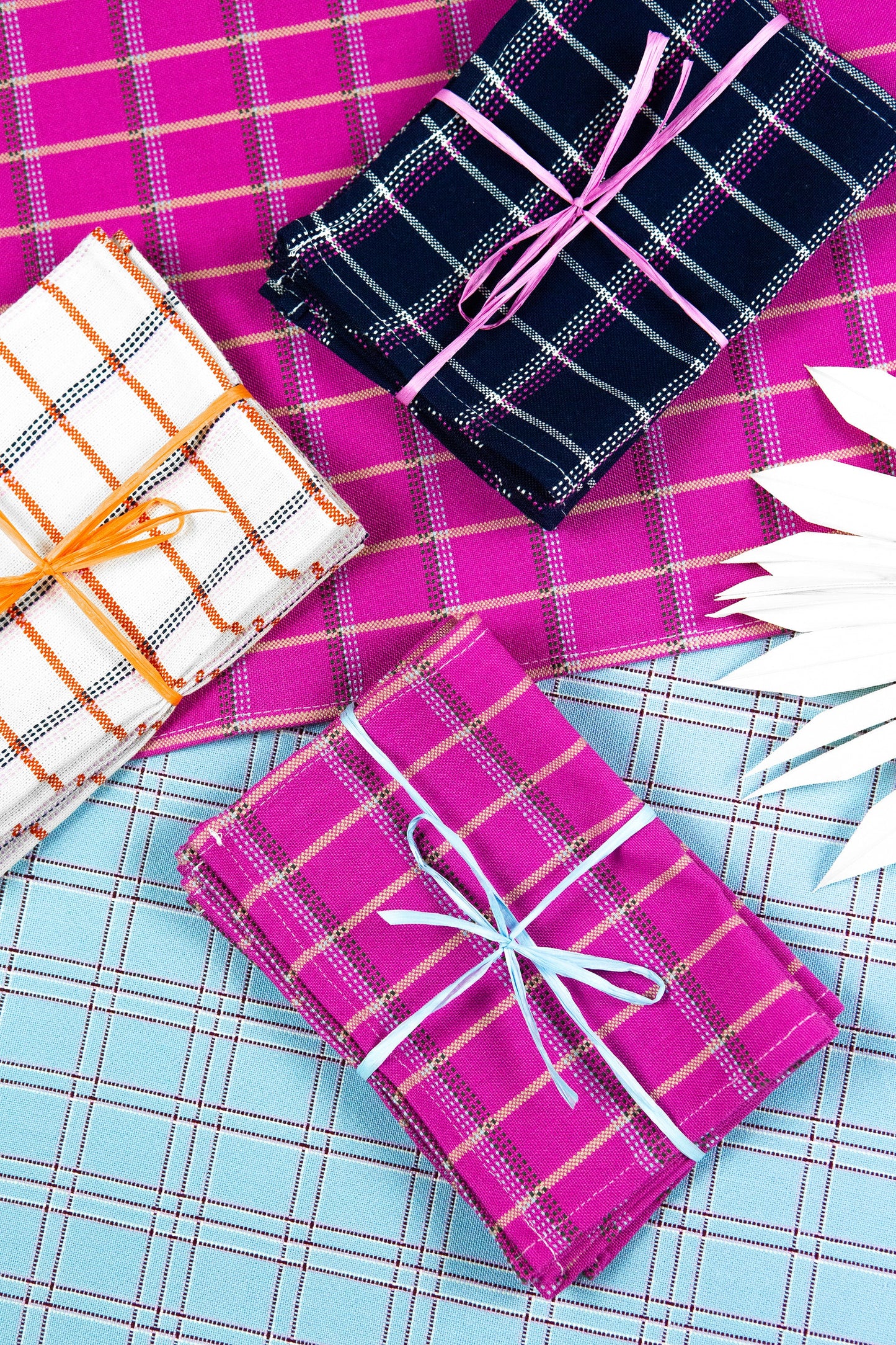 San Lucas Plaid Navy Cocktail Napkins Set of 4