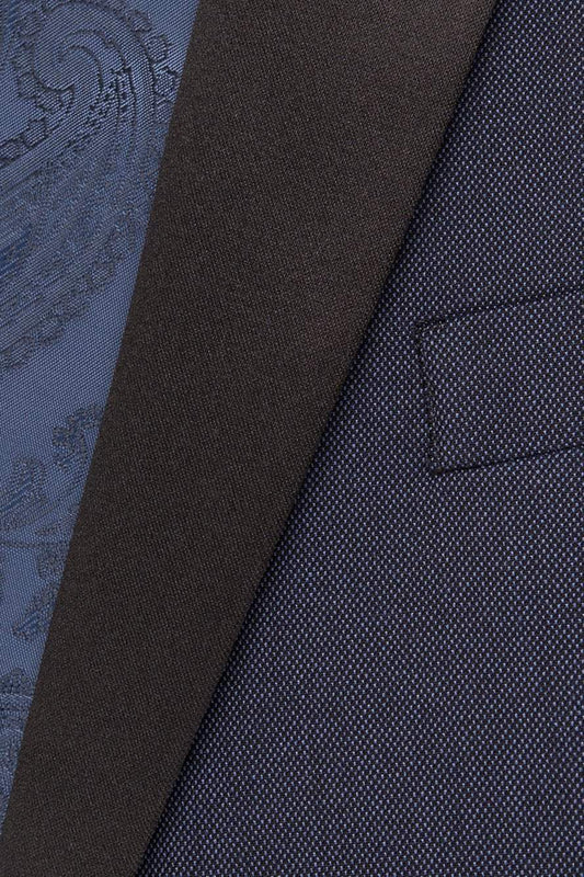 "Sebastian" Indigo Pindot Tuxedo Jacket Shawl (Separates)
