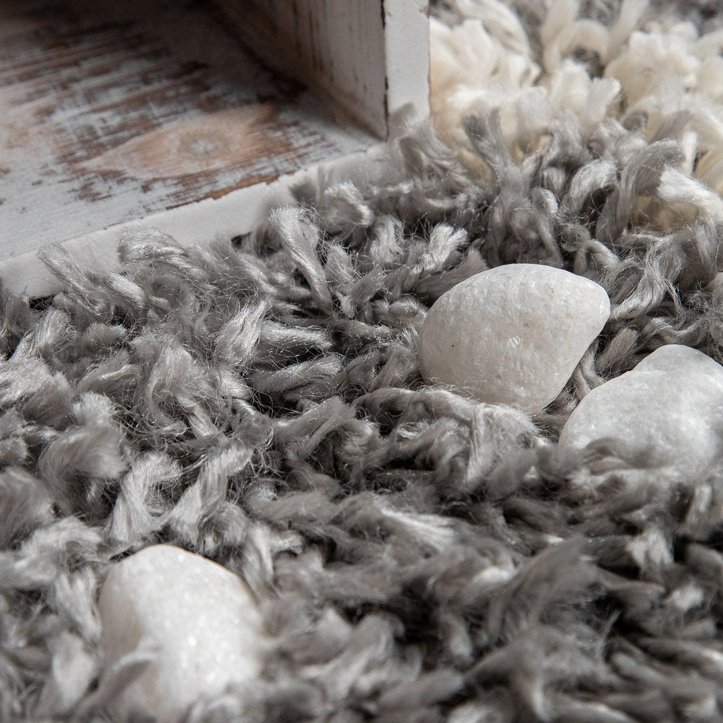 Shag Rug Grey with Diamond Pattern Scandi Design