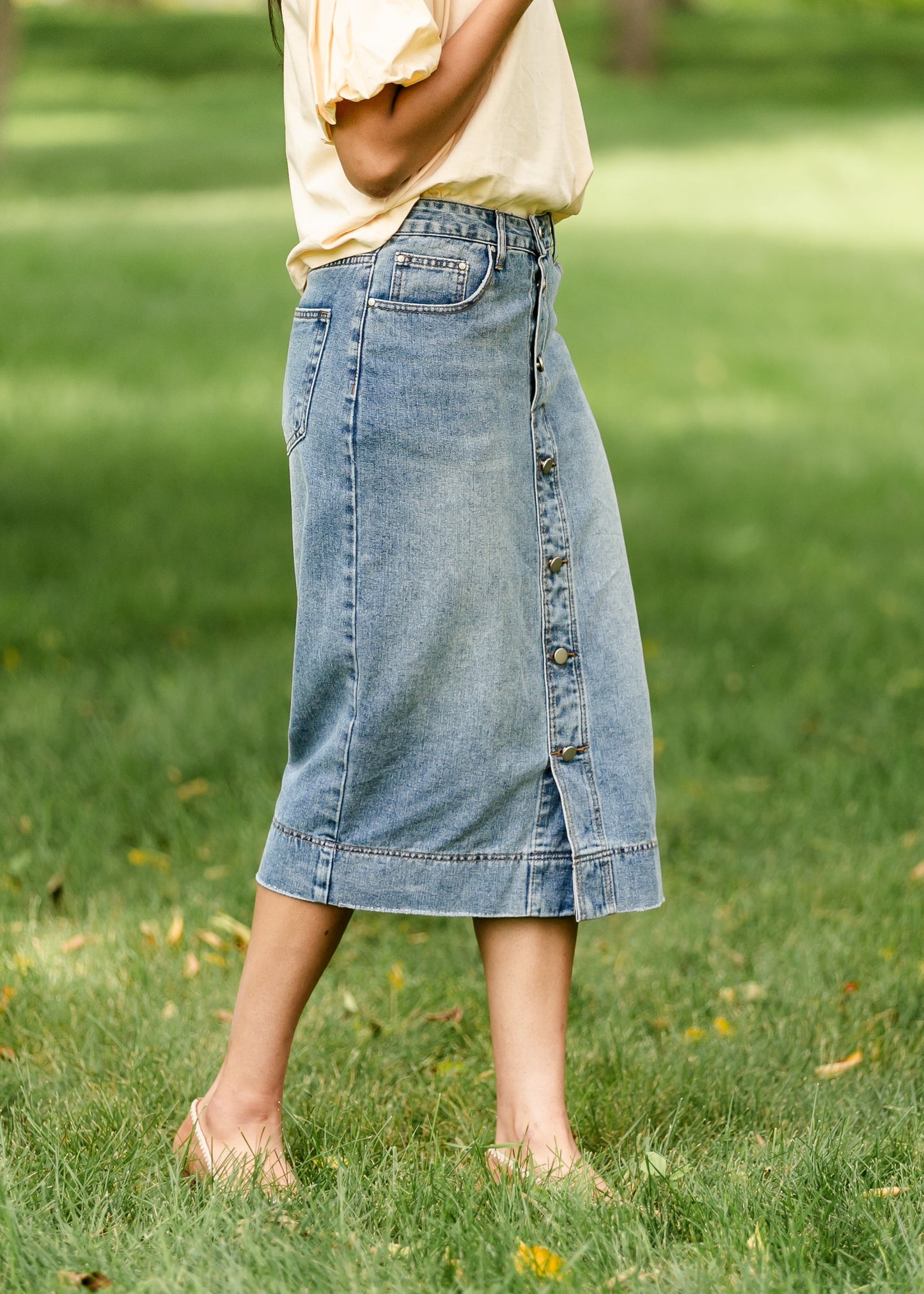 Skylar Button Front Midi Skirt