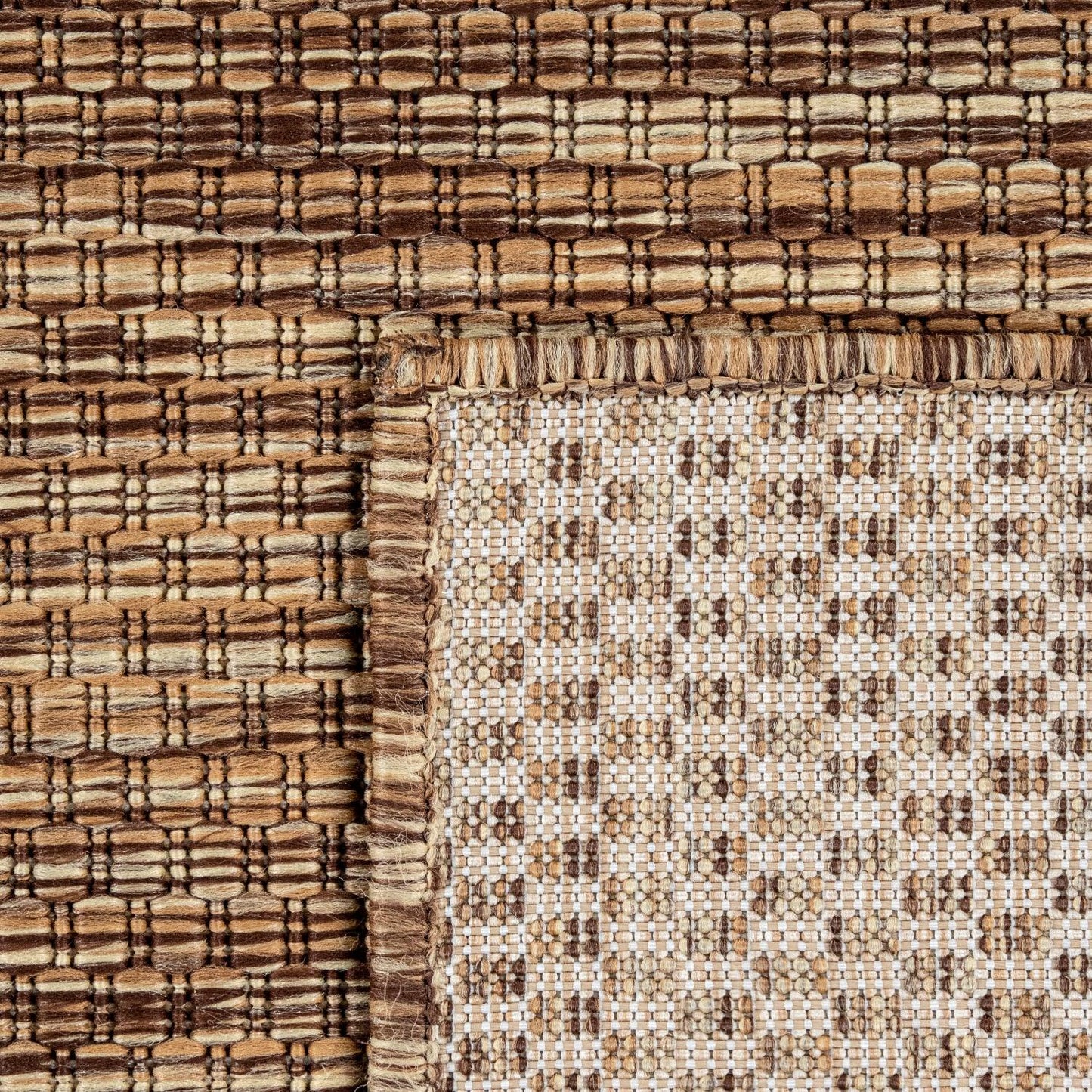 Solid Outdoor Rug for Patio or Balcony weatherproof in Mottled Brown Beige