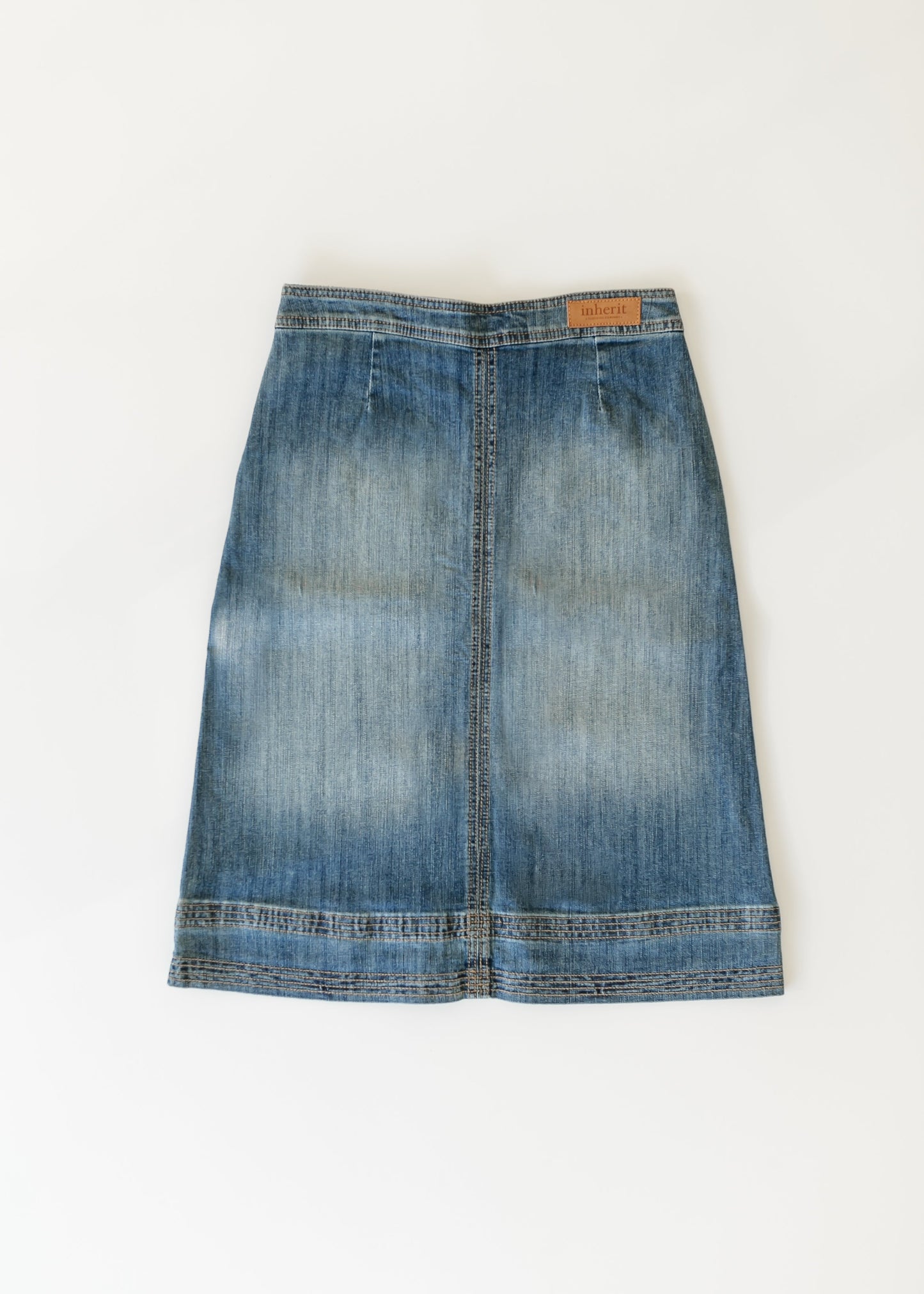 Sutton Side Zip A-line Denim Midi Skirt - FINAL SALE