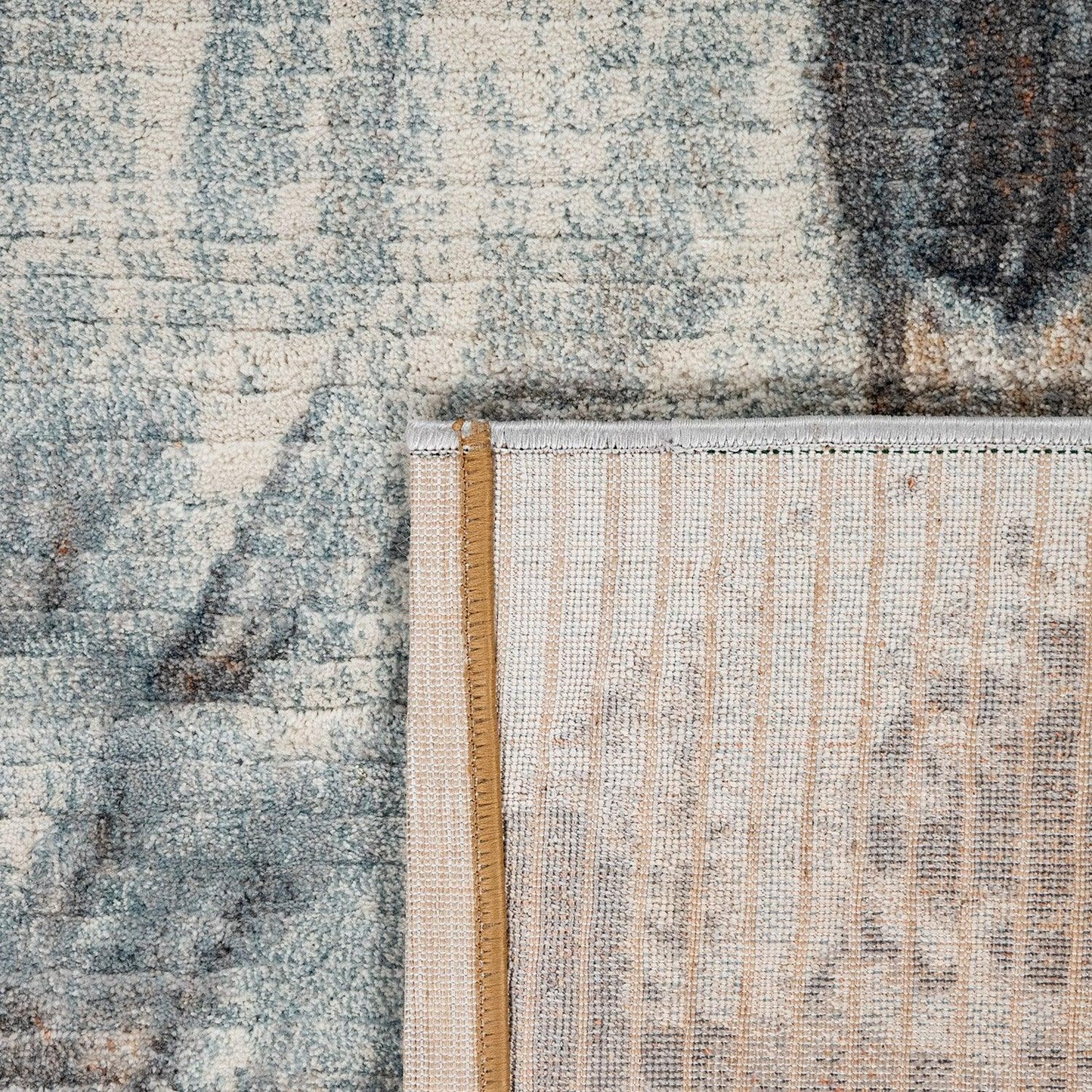 Vintage Rug Low-Pile Abstract Pattern In Brown Cream