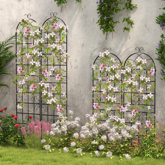 71" Tall Metal Garden Trellis for Climbing Plants 2 Pack Fence Panels Retro