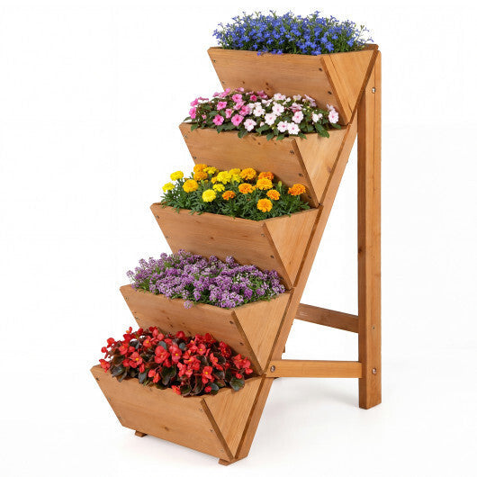 1 PCS 5-tier Vertical Raised Garden Bed with Legs for Growing Vegetables Flowers Herbs Orange