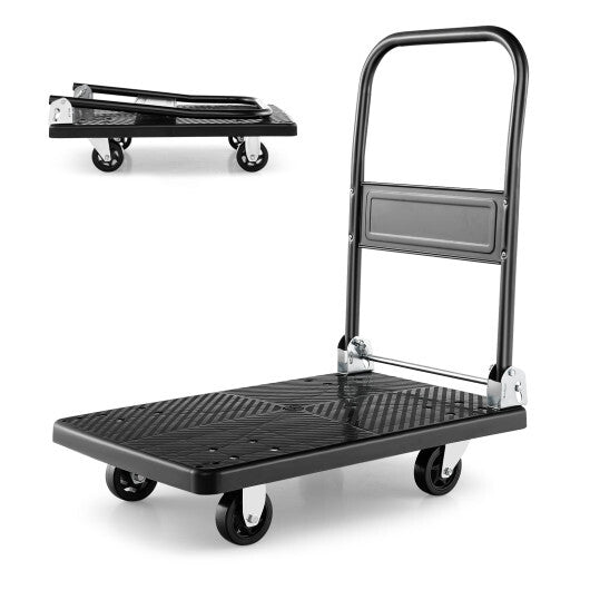 Folding Push Cart Dolly Platform Hand Truck with 360 Swivel Wheels 440LBS Capacity