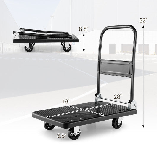 Folding Push Cart Dolly Platform Hand Truck with 360 Swivel Wheels 440LBS Capacity
