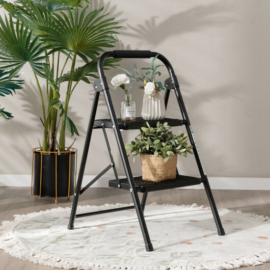 2 Step Ladder Folding Step Stool 330lbs Capacity with Anti-Slip Pedal & Handle