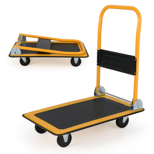 Platform Cart Dolly Foldable Warehouse Push Hand Truck-Black